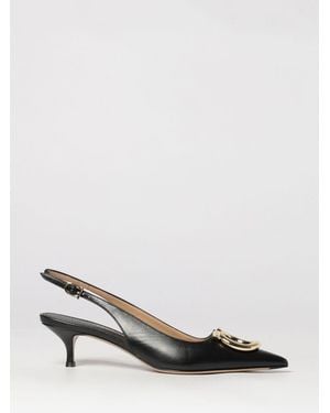 Ferragamo Gancini Logo Low-Heeled Leather Slingback Court Shoes - Black