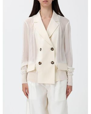 MEIMEIJ Double-Breasted Wool Blend Blazer - Natural