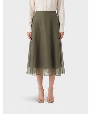 Brunello Cucinelli Silk Circle Midi Skirt - Green