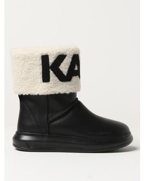 KARL LAGERFELD Leather And Shearling Ankle Boots - Black