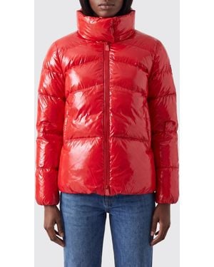 Pinko Quilted Water-Repellent Nylon Short Puffer Jacket With High Neck - Red