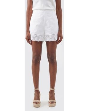 By Malene Birger Organic Cotton Shorts With Embroidered Lace Inserts - White