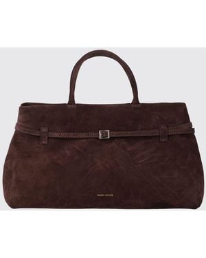 MANU Atelier Le Cambon 40 Leather And Suede Handbag With Double Handle - Brown