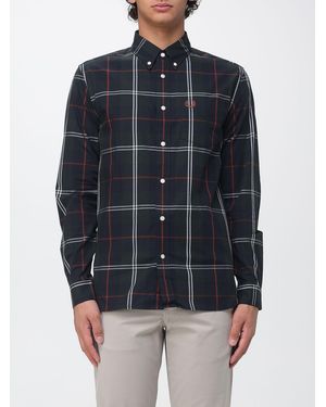 Fred Perry Tartan Cotton Shirt With Button-Down Collar And Patch Pocket - Blue
