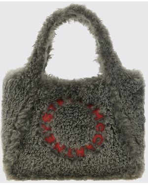 Stella McCartney Vegan Shearling Handbag With Embroidered Logo - Gray