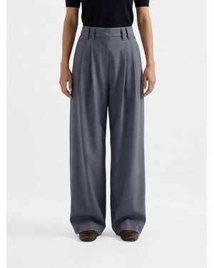 Brunello Cucinelli High-Waisted Pleated Wool-Blend Palazzo Trousers - Black