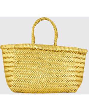 Dragon Diffusion Triplo Salto Woven Leather Handbag With Double Handle - Metallic