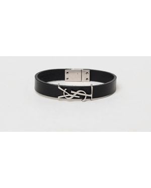 Saint Laurent Pulsera Opyum De Piel - Negro