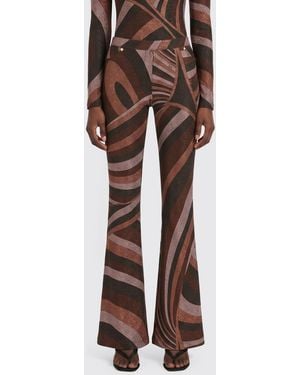 PUCCI Iride Abstract Print Lurex Jersey Flared Trousers - Brown