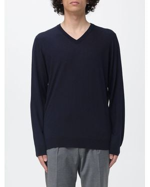 Drumohr Basic V-Neck Merino Wool Jumper - Blue