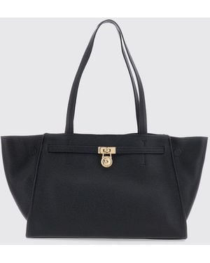 Michael Kors Hamilton Moderne Grained Leather Tote Bag With Decorative Padlock - Black