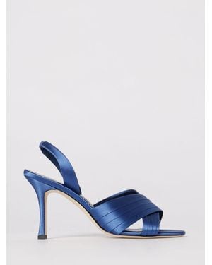 Manolo Blahnik Viera Satin Mules - Blue