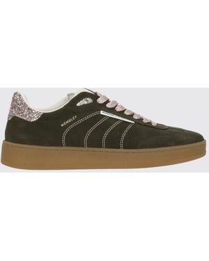 Crime London Wembley Leather And Mesh Trainers With Glitter Inserts - Green