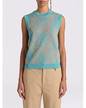 Momoní Momon&Igrave Pull Col Rond En Mélange De Viscose Jacquard - Bleu