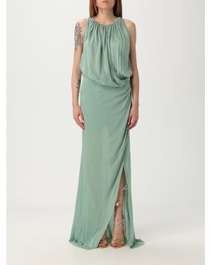 Blumarine Elegant Halter Neck Solid Long Dress With High Slit - Green