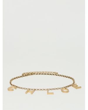 Chloé Chlo&Eacute Letters Brass Belt - Natural