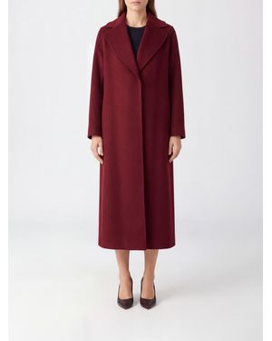 Max Mara Single-Breasted Long Coat - Red
