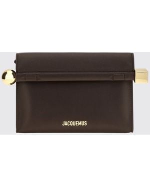 Jacquemus Rond Carré Rigid Lambskin Mini Clutch With Lettering Logo - Gray