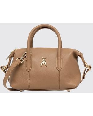 Patrizia Pepe Calfskin Mini Handbag With Fly Logo And Protective Feet - Natural