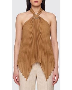 Max Mara Valzer Pleated Polyester Top - Brown
