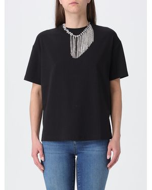 Liu Jo Cotton T-Shirt With Jewel Chain - Black