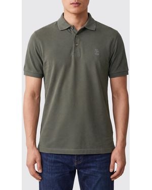 Brunello Cucinelli Polo De Algodón De Manga Corta Con Logotipo Bordado - Verde