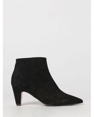 Anna F. Stiefeletten Aus Veloursleder Mit Mittlerem Kegelabsatz - Schwarz
