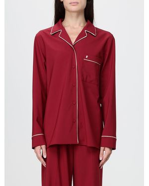 Alberta Ferretti Pajama-Style Wool-Blend Shirt With Lapels - Red
