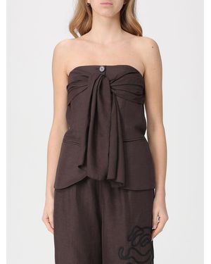 Liviana Conti Atanas Linen Blend Top - Black