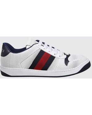 Gucci Screener-Sneaker Aus Leder Mit Used-Effekt Und Streifendetail - Weiß