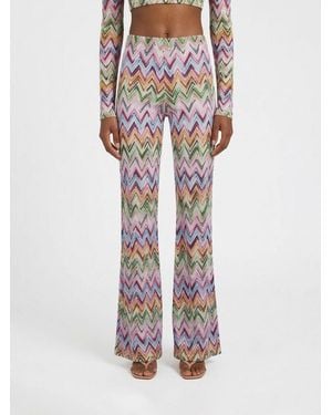 Missoni Flared Jersey Pants With Zig-Zag Motif - Multicolor