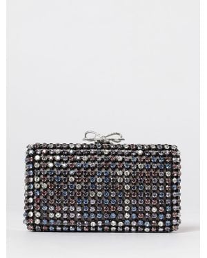 Self-Portrait Multi Crystal Chainmail Clutch - Gray