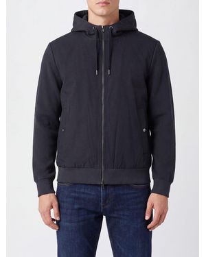 Herno Hooded Cotton-Blend Zip-Up Cardigan With Drawstring - Blue