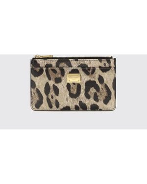 Dolce & Gabbana Dolce &Amp Gabbana Dauphine Leather Animal Print Credit Card Holder - Gray
