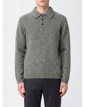 Closed Long-Sleeved Knit Polo - Gray