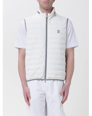 Brunello Cucinelli Logo Down Vest - White