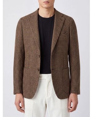 Tagliatore Prince Of Wales Check Single-Breasted Blazer - Brown