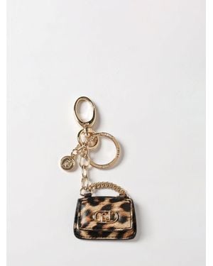 Liu Jo Animal Print Faux Leather And Brass Keychain - White