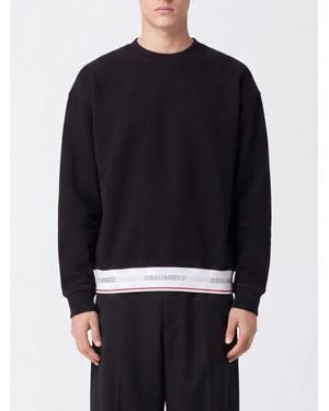 DSquared² Sweatshirt Aus Baumwolle Mit Jacquard-Logo - Blau