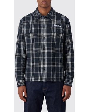 Daily Paper Check-Pattern Cotton-Blend Shirt With A French Collar - Blue