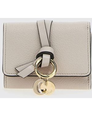 Chloé ChloÉ Small Calfskin Leather Trifold Wallet With Charm - Natural