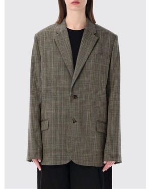 Soeur Single-Breasted Check Wool-Blend Blazer - Grey