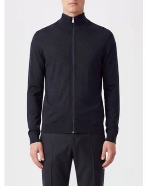 Paul Smith Slim Fit Strickjacke Aus Merinowolle Mit Rollkragen Und Reißverschluss - Blau