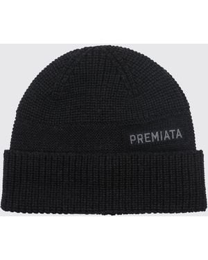Premiata Gorro Beanie De Pura Lana Merina Con Logotipo En Contraste Y Dobladillo - Negro