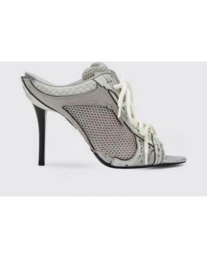 Balenciaga Stapler Mesh Mules With Mid Stiletto Heel - White