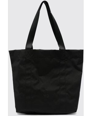 Y-3 Bolso Tote De Poliamida Negra Con Doble Asa Y Logo Tono Sobre Tono - Negro