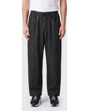 Y-3 Pantalones Vaqueros Anchos Con Cintura Elástica Y Cordón Ajustable - Negro