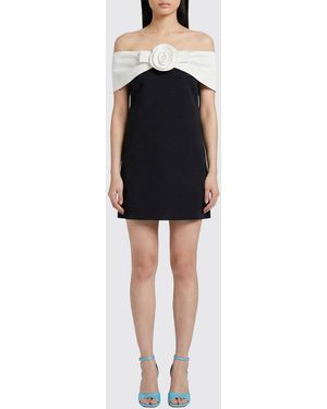 Self-Portrait Mini Dress With Flower - Black