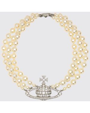 Vivienne Westwood Collar Gargantilla Multicadena Con Perlas, Cristales Y Logo Orb - Blanco