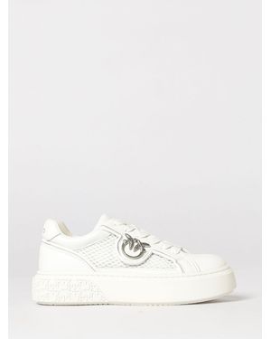 Pinko Yoko Leather And Mesh Trainers - Natural